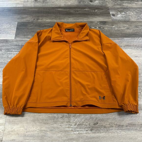Under Armour Orange Black mens XL Woven Full Zip Track Jacket‎ Waterproof - Picture 1 of 7